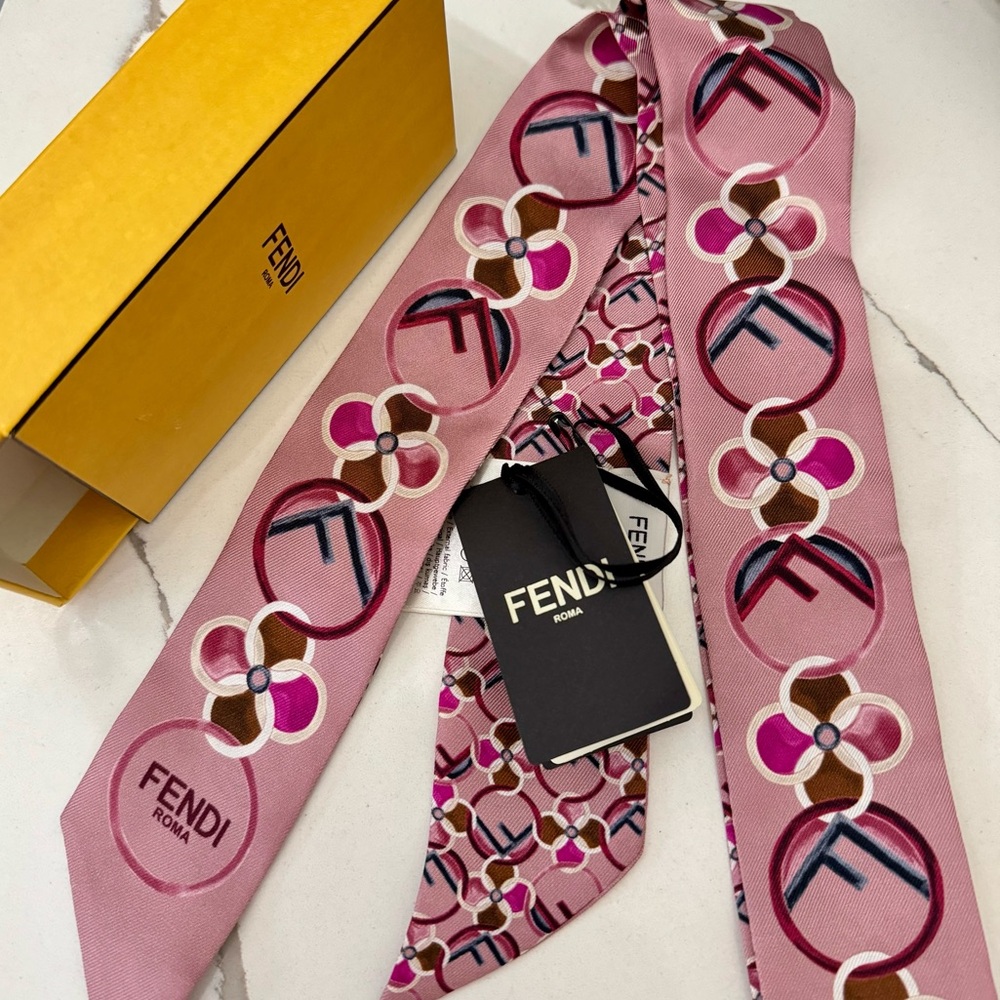 Fendi Pink Silk Wrappy Scarf